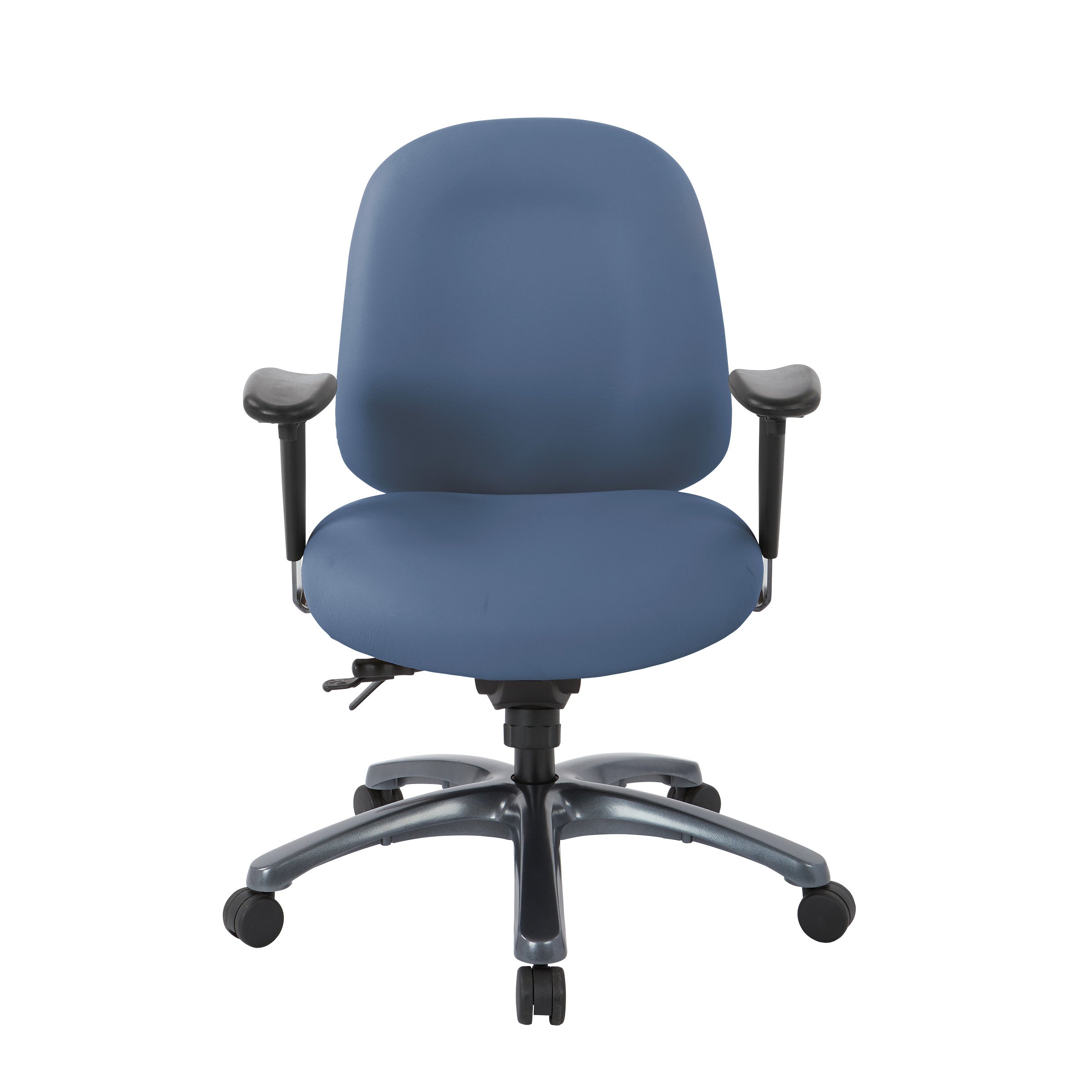 Multi-Function Mid Back Chair with Seat Slider and Titanium Finish Base